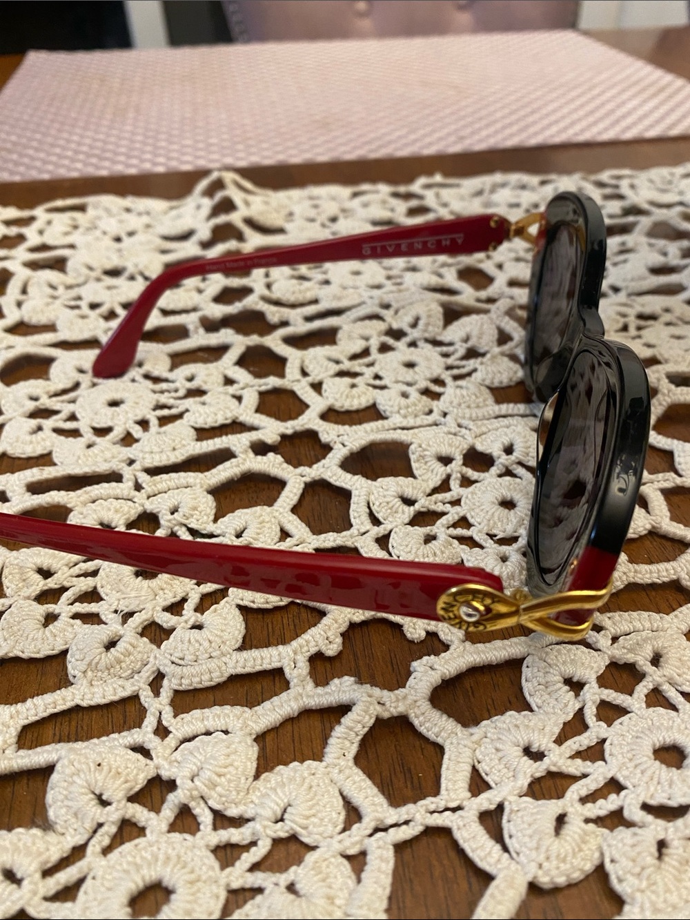 Givenchy Black Sunglasses with Red and Gold Accents - Picture 2 of 5